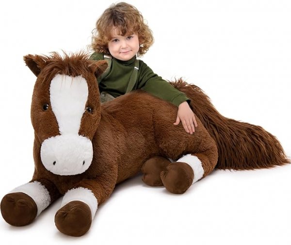 Giant Realistic Horse Stuffed Animal - Chocolate
