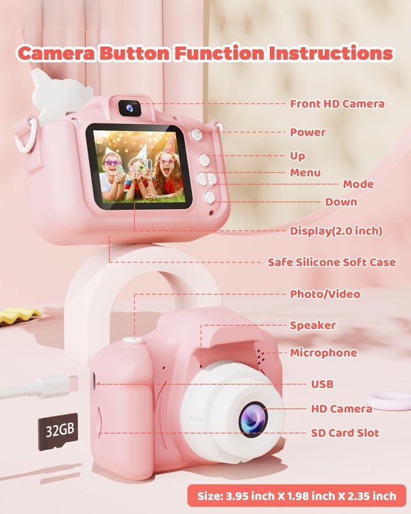 Kids Camera Toy Digital Camera for Kids - Pink
