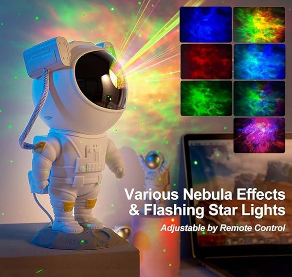 Astronaut Galaxy Projector Night Light - White