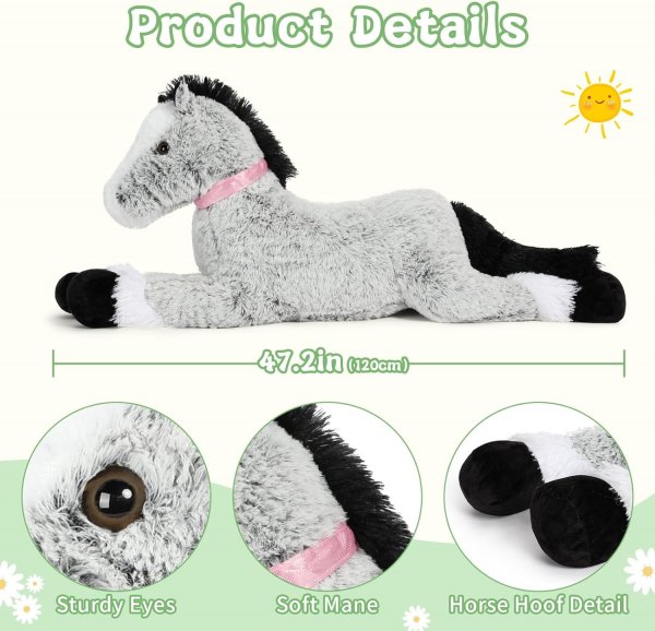 Giant Horse Stuffed Animal - Gray