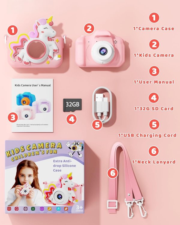 Kids Camera Toy Digital Camera for Kids - Pink